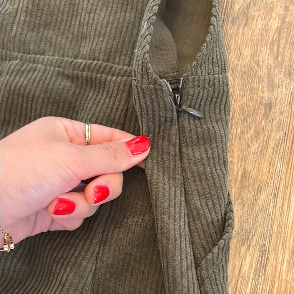 Dark Green Corduroy Overall Dress - Picture 4 of 7